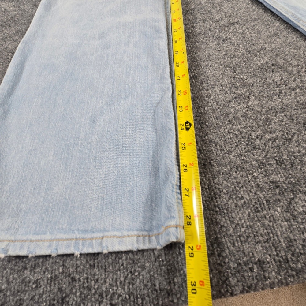 H&M Wide Leg Jeans Women Size 12 Light Blue High Waist Frayed Hem Y2K BOHO - Picture 12 of 13